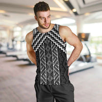 Maori Tukutuku Taniko Motifs Men Tank Top Black Poutama Mix Kowhaiwhai LT7 Black - Polynesian Pride