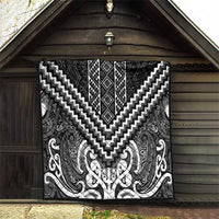 Maori Tukutuku Taniko Motifs Quilt Black Poutama Mix Kowhaiwhai