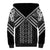 Maori Tukutuku Taniko Motifs Sherpa Hoodie Black Poutama Mix Kowhaiwhai