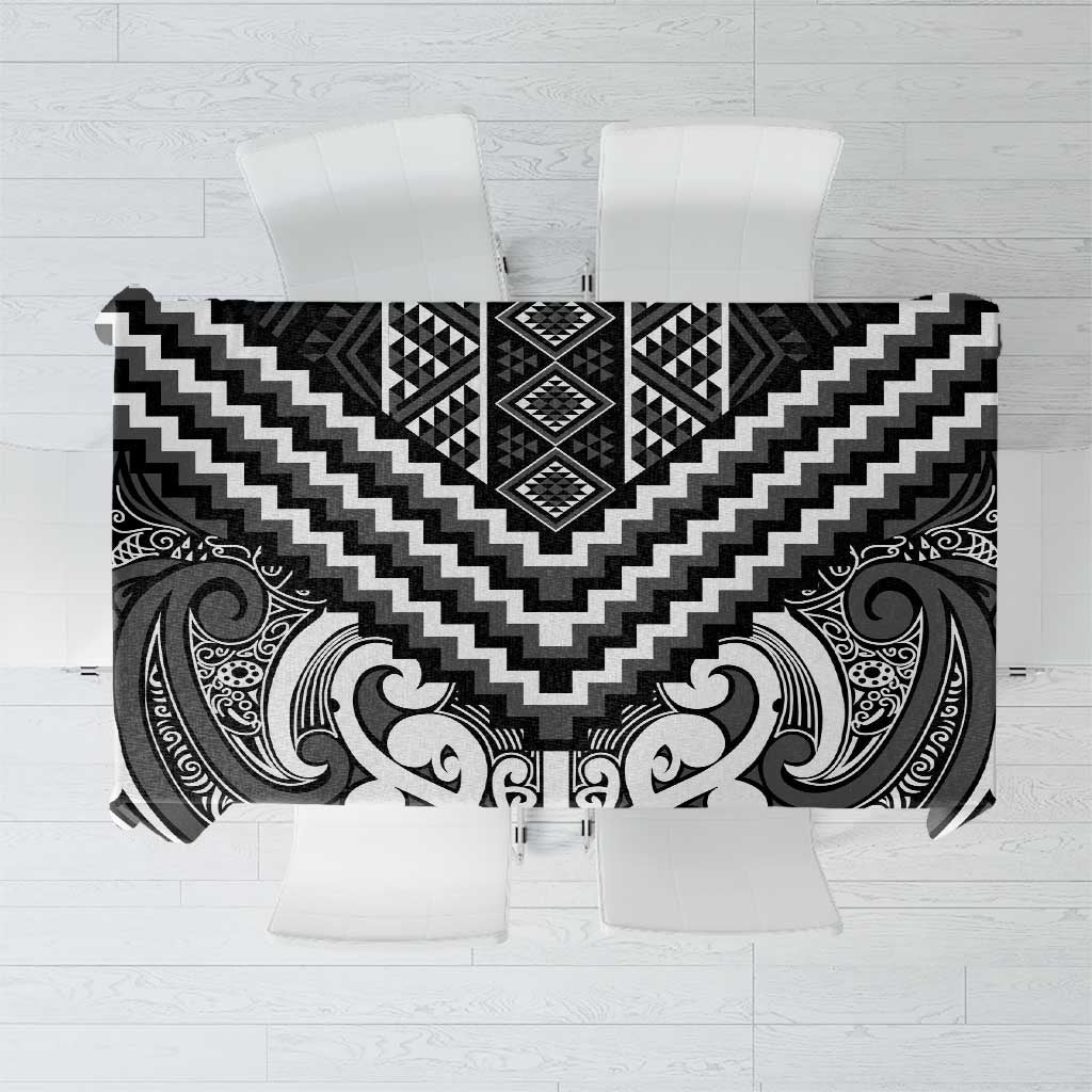 Maori Tukutuku Taniko Motifs Tablecloth Black Poutama Mix Kowhaiwhai LT7 Black - Polynesian Pride