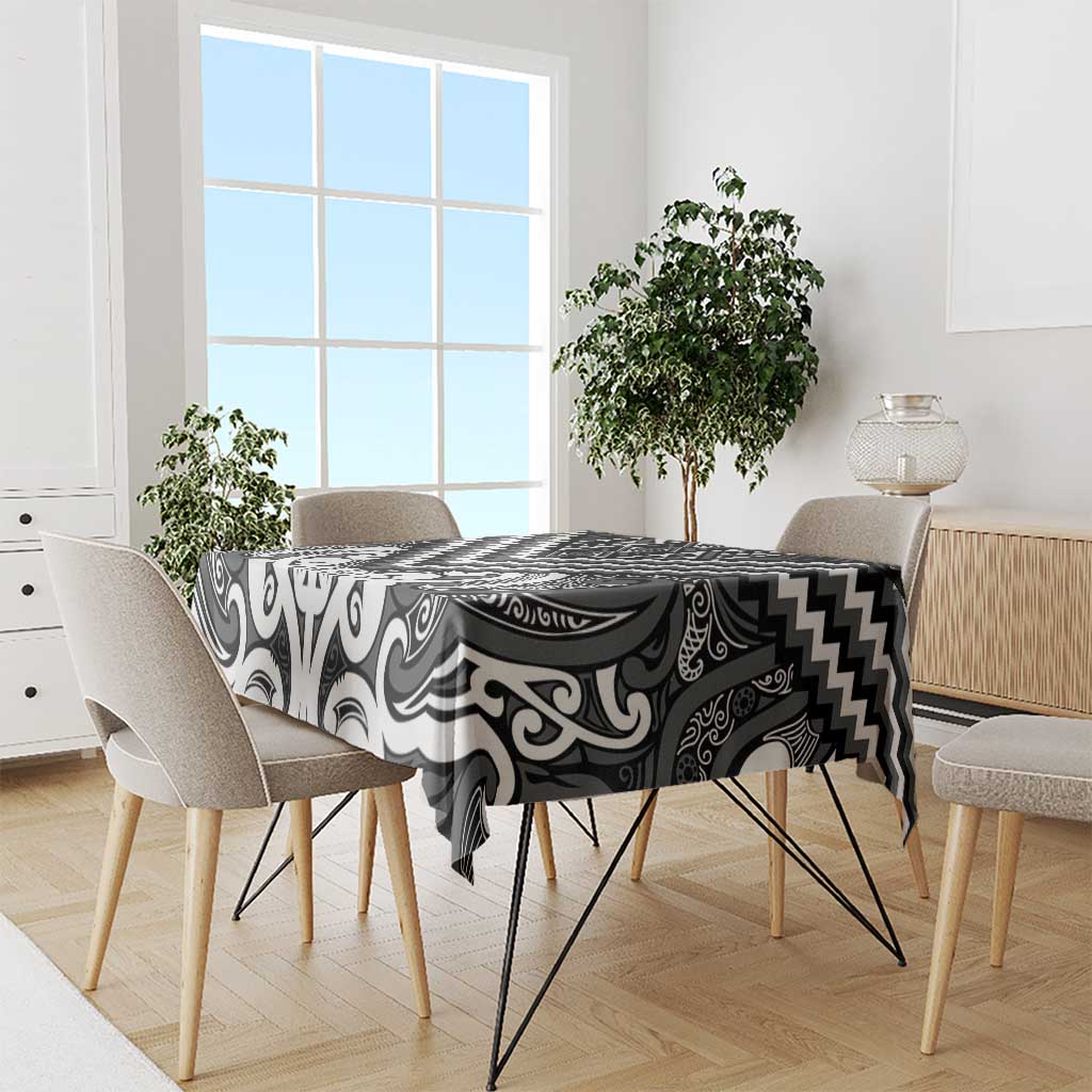 Maori Tukutuku Taniko Motifs Tablecloth Black Poutama Mix Kowhaiwhai LT7 - Polynesian Pride