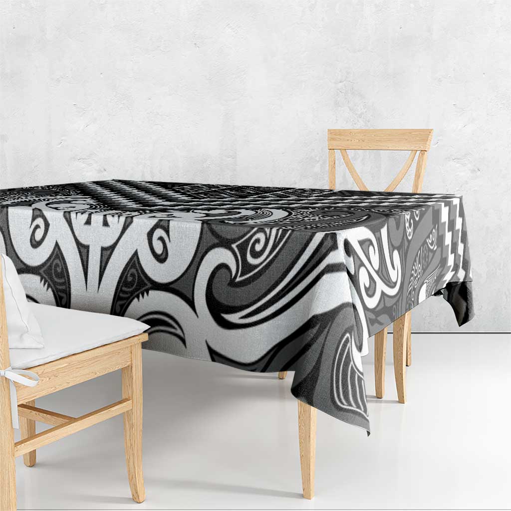 Maori Tukutuku Taniko Motifs Tablecloth Black Poutama Mix Kowhaiwhai LT7 - Polynesian Pride