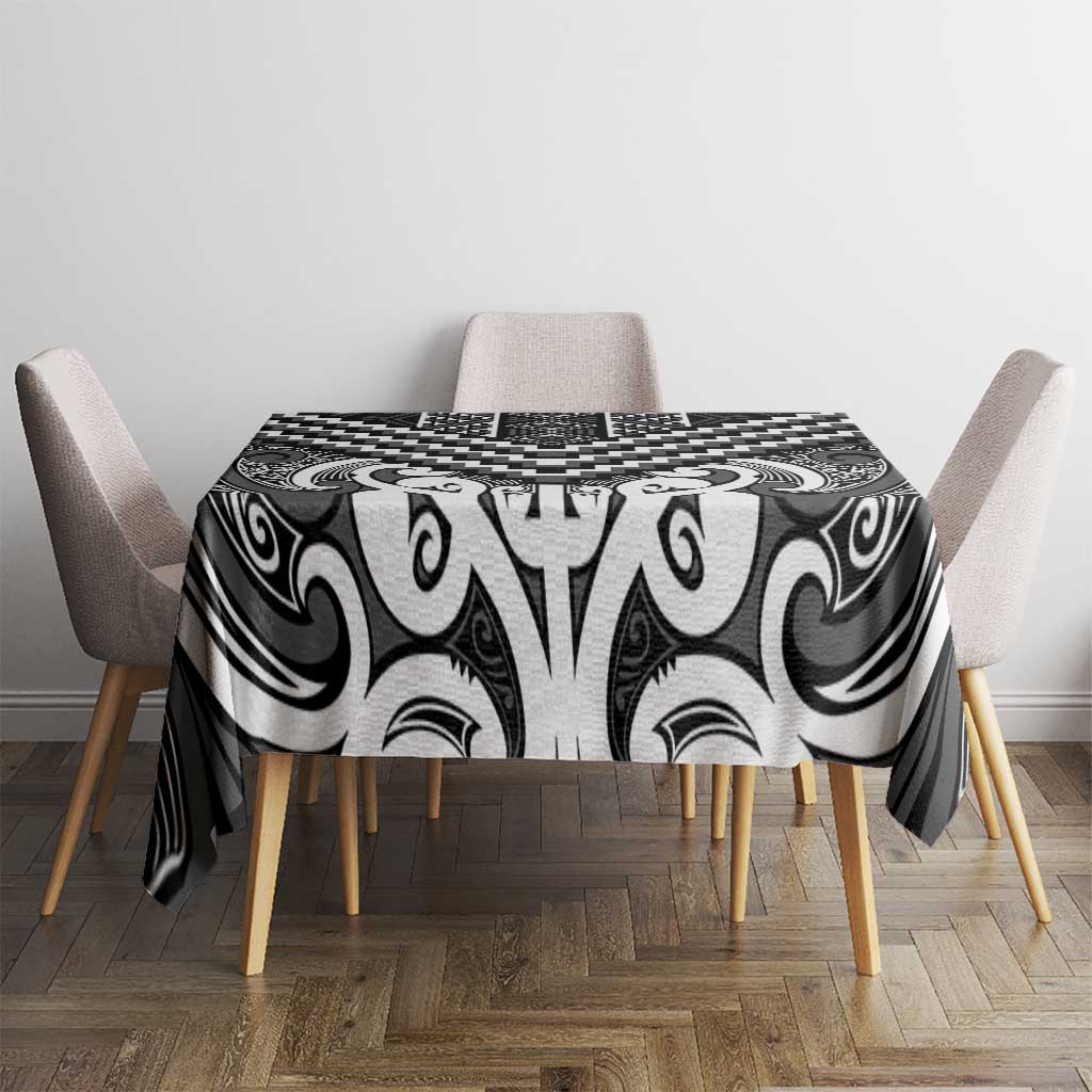 Maori Tukutuku Taniko Motifs Tablecloth Black Poutama Mix Kowhaiwhai LT7 - Polynesian Pride