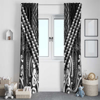 Maori Tukutuku Taniko Motifs Window Curtain Black Poutama Mix Kowhaiwhai LT7 - Polynesian Pride