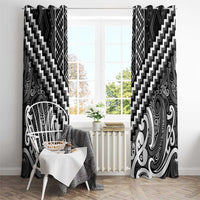 Maori Tukutuku Taniko Motifs Window Curtain Black Poutama Mix Kowhaiwhai LT7 - Polynesian Pride