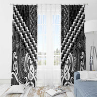 Maori Tukutuku Taniko Motifs Window Curtain Black Poutama Mix Kowhaiwhai LT7 - Polynesian Pride