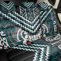 Maori Tukutuku Taniko Motifs Back Car Seat Cover Teal Poutama Mix Kowhaiwhai