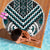 Maori Tukutuku Taniko Motifs Beach Blanket Teal Poutama Mix Kowhaiwhai