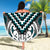 Maori Tukutuku Taniko Motifs Beach Blanket Teal Poutama Mix Kowhaiwhai