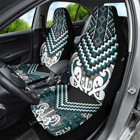 Maori Tukutuku Taniko Motifs Car Seat Cover Teal Poutama Mix Kowhaiwhai
