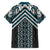 Maori Tukutuku Taniko Motifs Family Matching Off Shoulder Maxi Dress and Hawaiian Shirt Teal Poutama Mix Kowhaiwhai