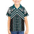 Maori Tukutuku Taniko Motifs Family Matching Short Sleeve Bodycon Dress and Hawaiian Shirt Teal Poutama Mix Kowhaiwhai