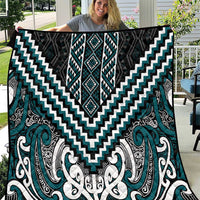 Maori Tukutuku Taniko Motifs Quilt Teal Poutama Mix Kowhaiwhai