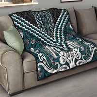 Maori Tukutuku Taniko Motifs Quilt Teal Poutama Mix Kowhaiwhai