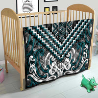 Maori Tukutuku Taniko Motifs Quilt Teal Poutama Mix Kowhaiwhai