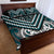 Maori Tukutuku Taniko Motifs Quilt Bed Set Teal Poutama Mix Kowhaiwhai