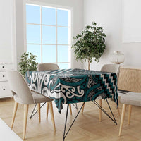 Maori Tukutuku Taniko Motifs Tablecloth Teal Poutama Mix Kowhaiwhai LT7 - Polynesian Pride