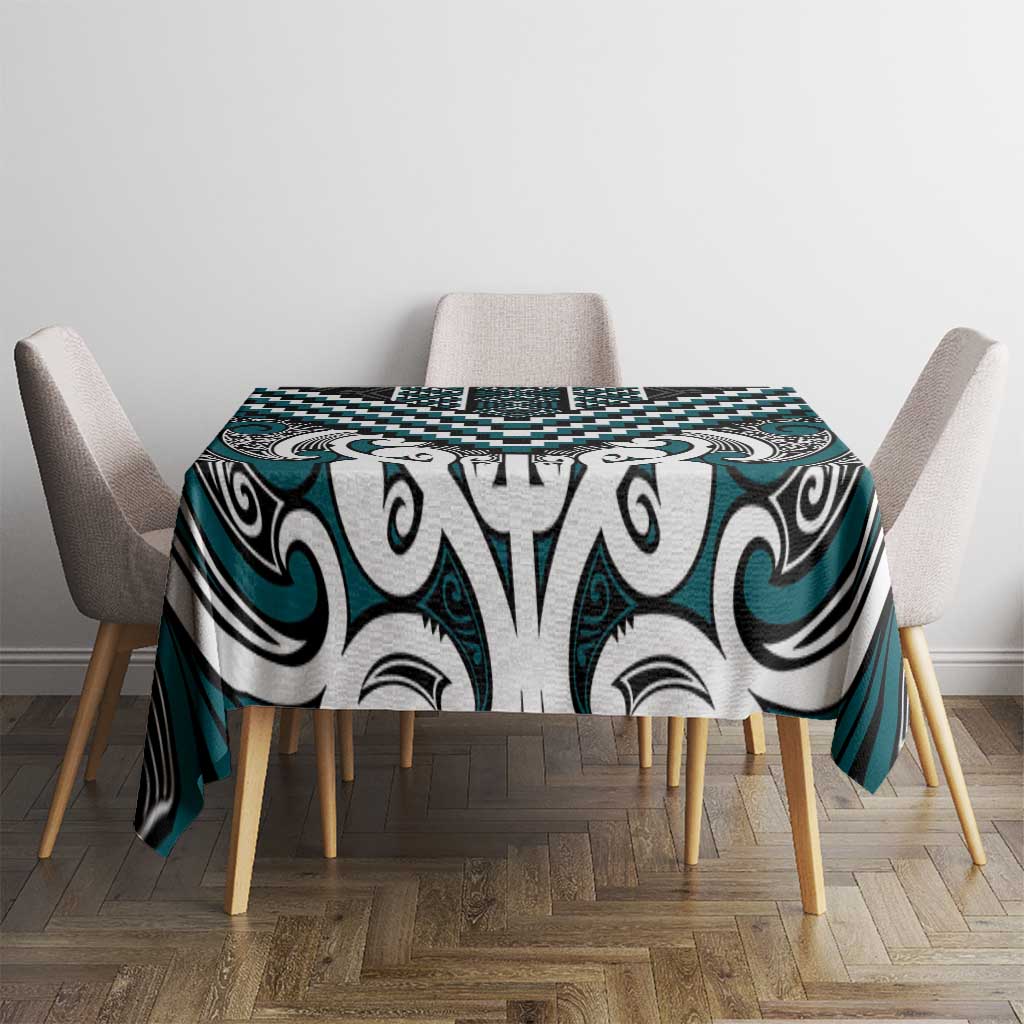 Maori Tukutuku Taniko Motifs Tablecloth Teal Poutama Mix Kowhaiwhai LT7 - Polynesian Pride