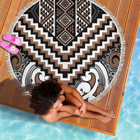 Maori Tukutuku Taniko Motifs Beach Blanket Brown Poutama Mix Kowhaiwhai LT7 - Polynesian Pride