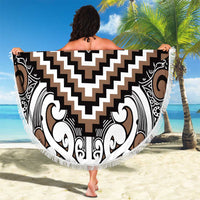 Maori Tukutuku Taniko Motifs Beach Blanket Brown Poutama Mix Kowhaiwhai LT7 - Polynesian Pride