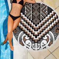 Maori Tukutuku Taniko Motifs Beach Blanket Brown Poutama Mix Kowhaiwhai LT7 - Polynesian Pride