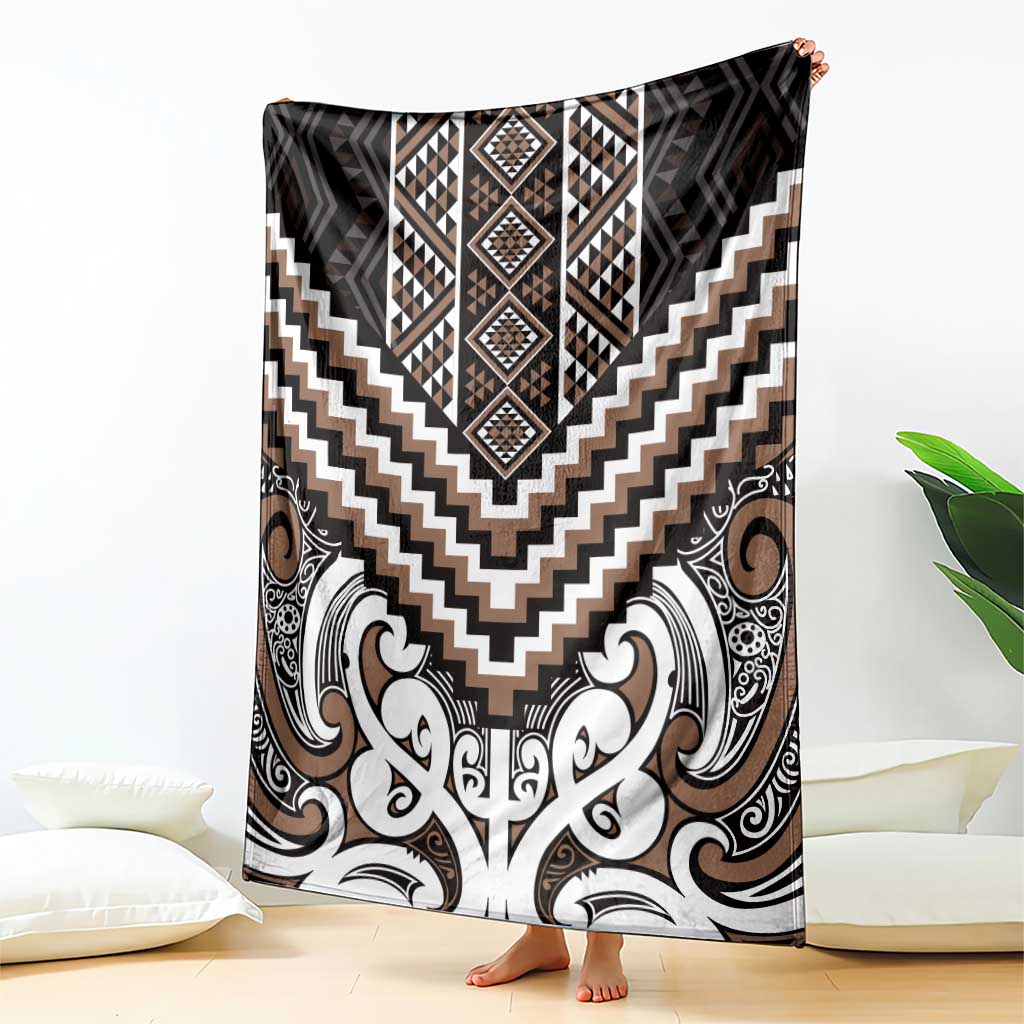 Maori Tukutuku Taniko Motifs Blanket Brown Poutama Mix Kowhaiwhai LT7 - Polynesian Pride