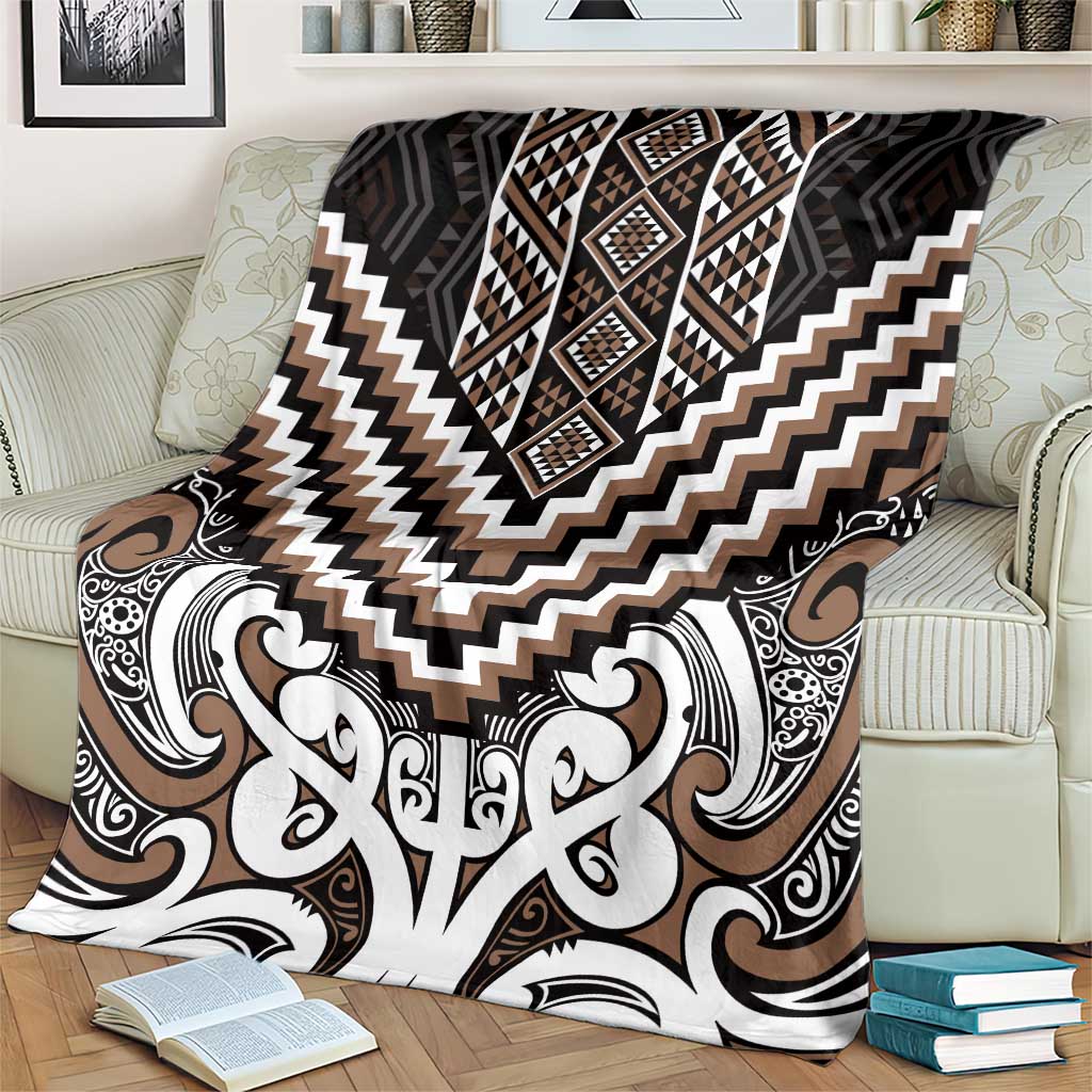 Maori Tukutuku Taniko Motifs Blanket Brown Poutama Mix Kowhaiwhai LT7 - Polynesian Pride