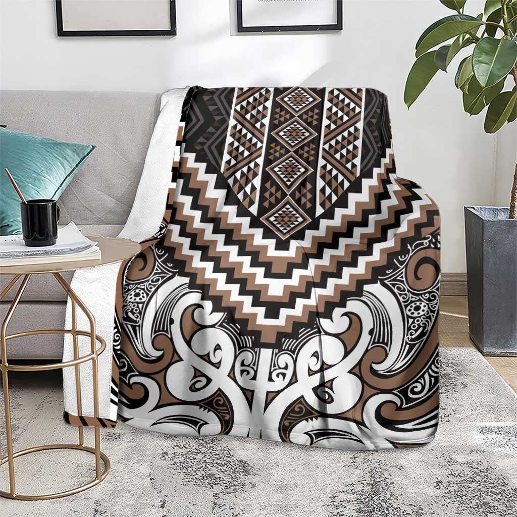 Maori Tukutuku Taniko Motifs Blanket Brown Poutama Mix Kowhaiwhai LT7 - Polynesian Pride