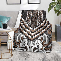 Maori Tukutuku Taniko Motifs Blanket Brown Poutama Mix Kowhaiwhai LT7 - Polynesian Pride