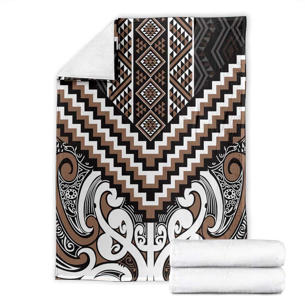 Maori Tukutuku Taniko Motifs Blanket Brown Poutama Mix Kowhaiwhai LT7 - Polynesian Pride