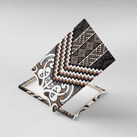 Maori Tukutuku Taniko Motifs Canvas Wall Art Brown Poutama Mix Kowhaiwhai LT7 With Frame Brown - Polynesian Pride