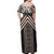 Maori Tukutuku Taniko Motifs Family Matching Off Shoulder Maxi Dress and Hawaiian Shirt Brown Poutama Mix Kowhaiwhai