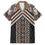 Maori Tukutuku Taniko Motifs Family Matching Short Sleeve Bodycon Dress and Hawaiian Shirt Brown Poutama Mix Kowhaiwhai