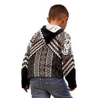 Maori Tukutuku Taniko Motifs Kid Hoodie Brown Poutama Mix Kowhaiwhai