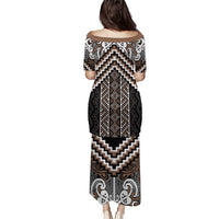 Maori Tukutuku Taniko Motifs Puletasi Brown Poutama Mix Kowhaiwhai LT7 - Polynesian Pride