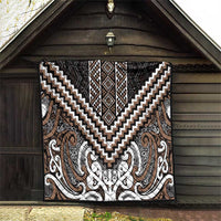 Maori Tukutuku Taniko Motifs Quilt Brown Poutama Mix Kowhaiwhai