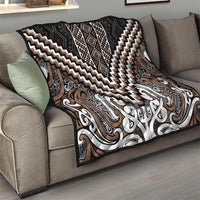 Maori Tukutuku Taniko Motifs Quilt Brown Poutama Mix Kowhaiwhai
