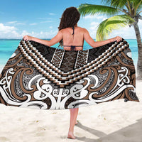 Maori Tukutuku Taniko Motifs Sarong Brown Poutama Mix Kowhaiwhai