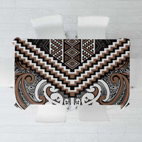 Maori Tukutuku Taniko Motifs Tablecloth Brown Poutama Mix Kowhaiwhai LT7 Brown - Polynesian Pride