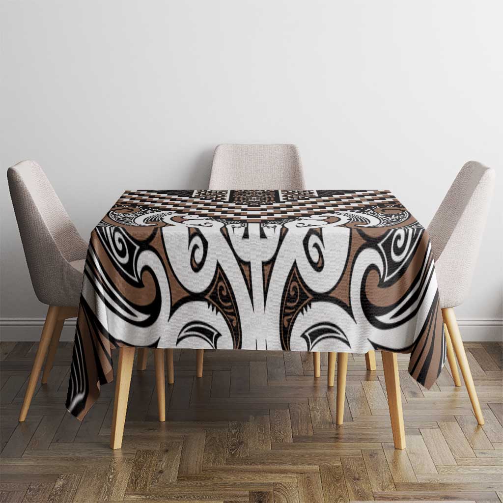 Maori Tukutuku Taniko Motifs Tablecloth Brown Poutama Mix Kowhaiwhai LT7 - Polynesian Pride