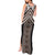 Maori Tukutuku Taniko Motifs Tank Maxi Dress Brown Poutama Mix Kowhaiwhai