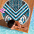 Maori Tukutuku Taniko Motifs Beach Blanket Turquoise Poutama Mix Kowhaiwhai