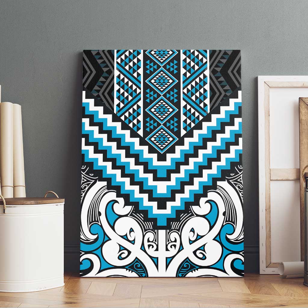 Maori Tukutuku Taniko Motifs Canvas Wall Art Turquoise Poutama Mix Kowhaiwhai LT7 - Polynesian Pride