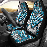 Maori Tukutuku Taniko Motifs Car Seat Cover Turquoise Poutama Mix Kowhaiwhai