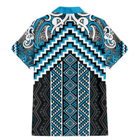 Maori Tukutuku Taniko Motifs Family Matching Mermaid Dress and Hawaiian Shirt Turquoise Poutama Mix Kowhaiwhai