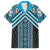 Maori Tukutuku Taniko Motifs Family Matching Off Shoulder Maxi Dress and Hawaiian Shirt Turquoise Poutama Mix Kowhaiwhai