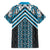 Maori Tukutuku Taniko Motifs Family Matching Off Shoulder Maxi Dress and Hawaiian Shirt Turquoise Poutama Mix Kowhaiwhai