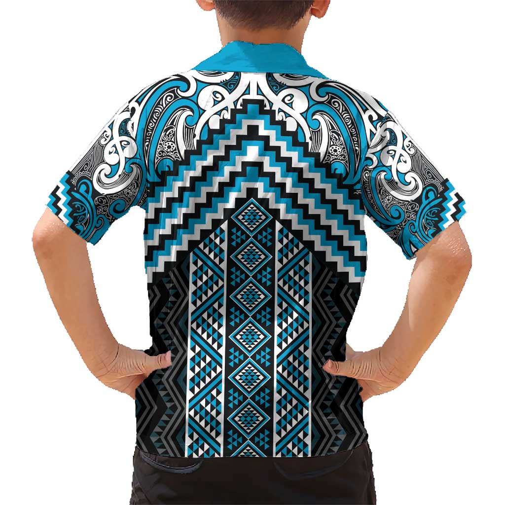 Maori Tukutuku Taniko Motifs Hawaiian Shirt Turquoise Poutama Mix Kowhaiwhai LT7 - Polynesian Pride