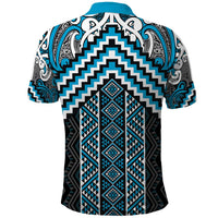 Maori Tukutuku Taniko Motifs Polo Shirt Turquoise Poutama Mix Kowhaiwhai