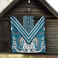 Maori Tukutuku Taniko Motifs Quilt Turquoise Poutama Mix Kowhaiwhai